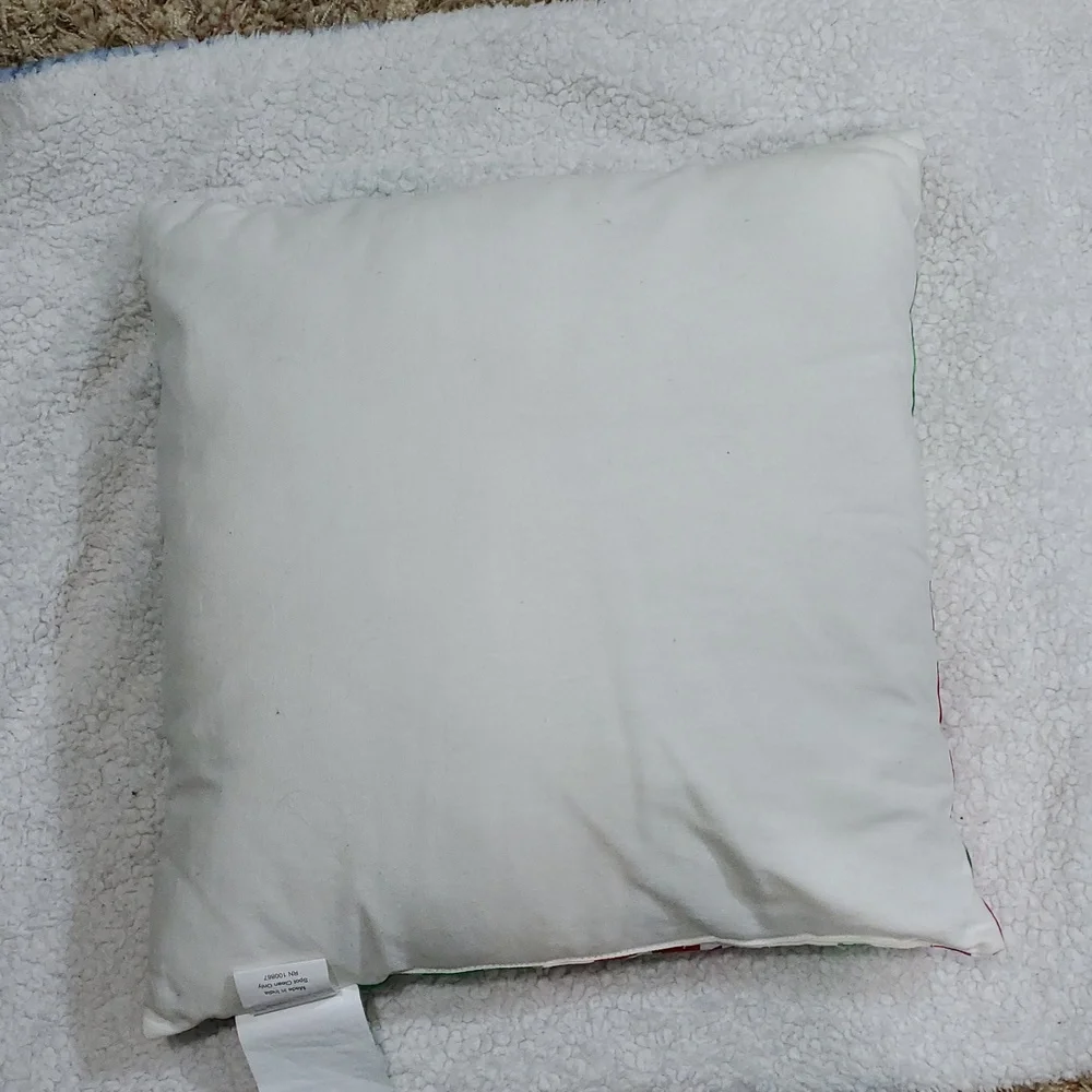 Red Green White Square Holiday Pillow Christmas